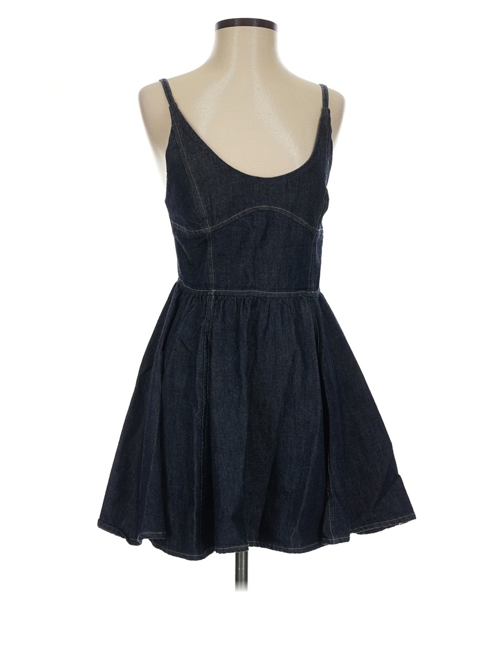 Zara Dark Blue Denim Mini Dress USA M fit and flare